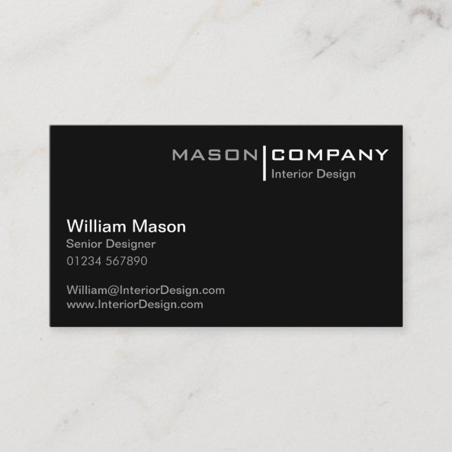 Tarjeta de presentación corporativa negra minimali (Anverso)