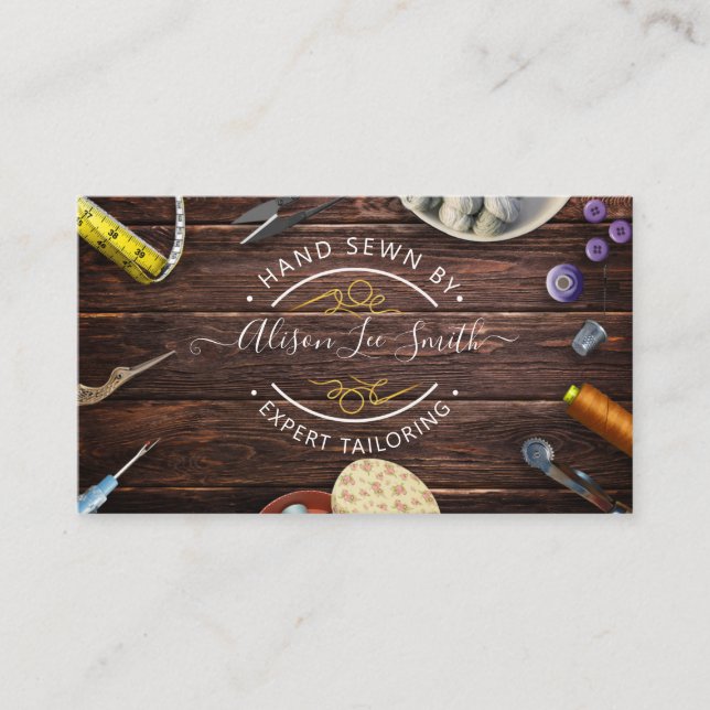 Tarjeta de presentación cosida a mano para el escr (Anverso)