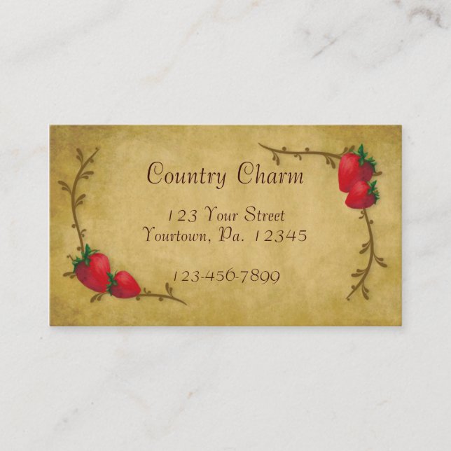 Tarjeta de presentación Country Strawberries (Anverso)