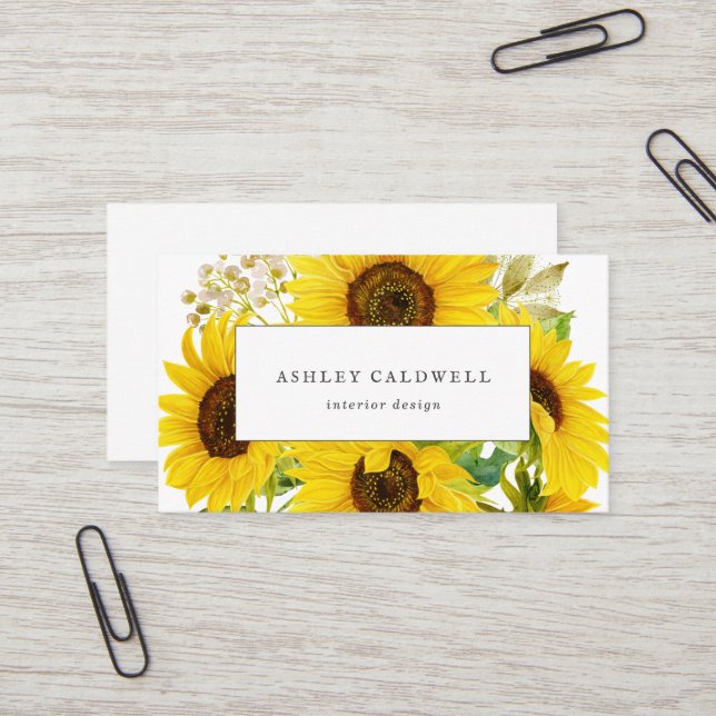 Tarjeta de presentación Country Sunflower (Anverso/Reverso In Situ)