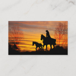 Tarjeta de presentación Cowgirl Sunset Horseback R