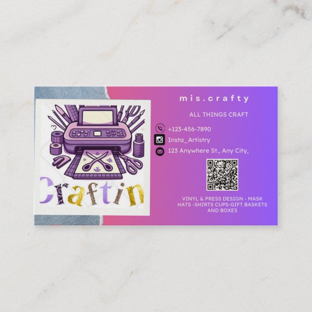 Tarjeta de presentación Craft Vinyl (Anverso)