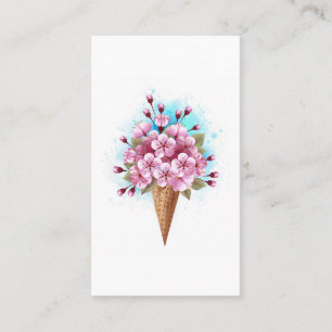 Tarjeta De Presentación Crema rosa de hielo Sakura Waffle Cone