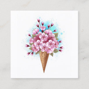 Tarjeta De Presentación Crema rosa de hielo Sakura Waffle Cone