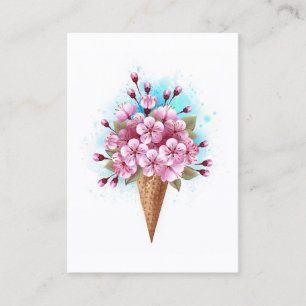 Tarjeta De Presentación Crema rosa de hielo Sakura Waffle Cone