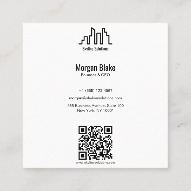 Tarjeta de presentación cuadrada con diseño Minima (Reverso)