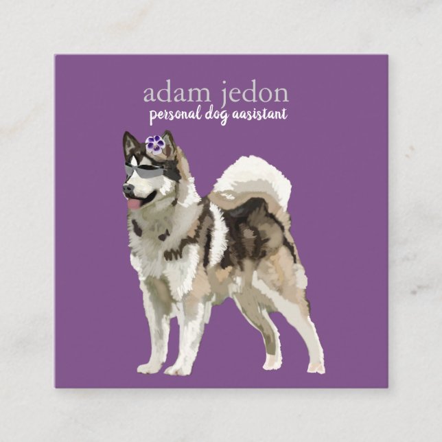 Tarjeta de presentación cuadrada de Dog Assistant (Anverso)