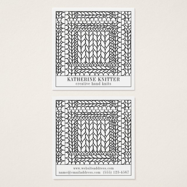 Tarjeta de presentación cuadrada KNIT PURL BLANCO (Anverso y reverso)