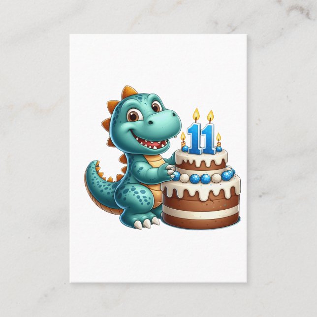 Tarjeta De Presentación Cumpleaños 11 de Dino (Anverso)