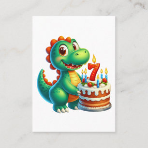 Tarjeta De Presentación Cumpleaños 7 de Dino