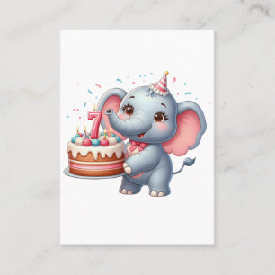 Tarjeta De Presentación Cumpleaños 7 de elefante lindo