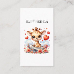 Tarjeta De Presentación Cumpleaños Avión Jirafa