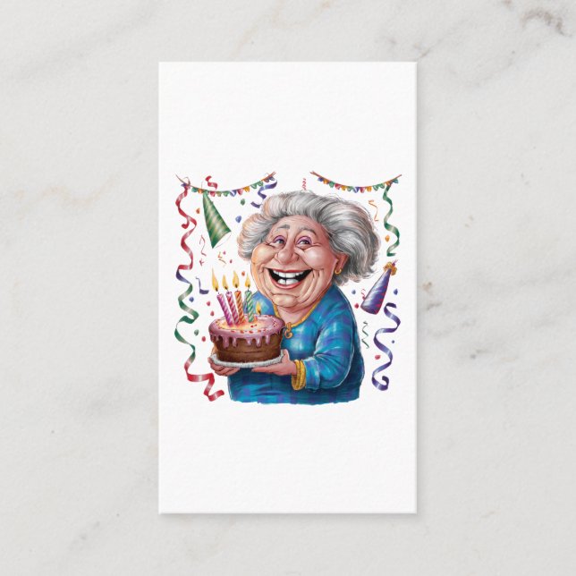 Tarjeta De Presentación Cumpleaños de Abuela con Gran Sonrisa (Anverso)