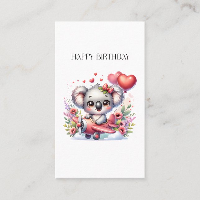 Tarjeta De Presentación Cumpleaños de Koala Volador (Anverso)