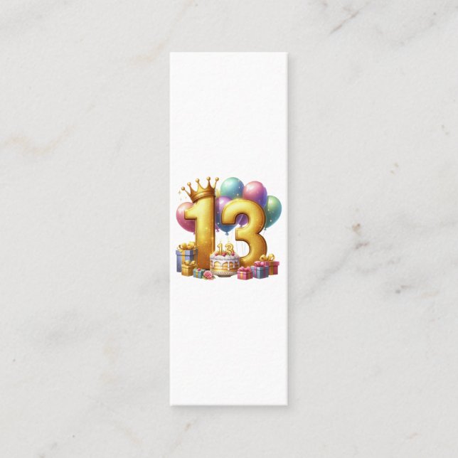 Tarjeta De Presentación Cumpleaños dorado 13 (Anverso)