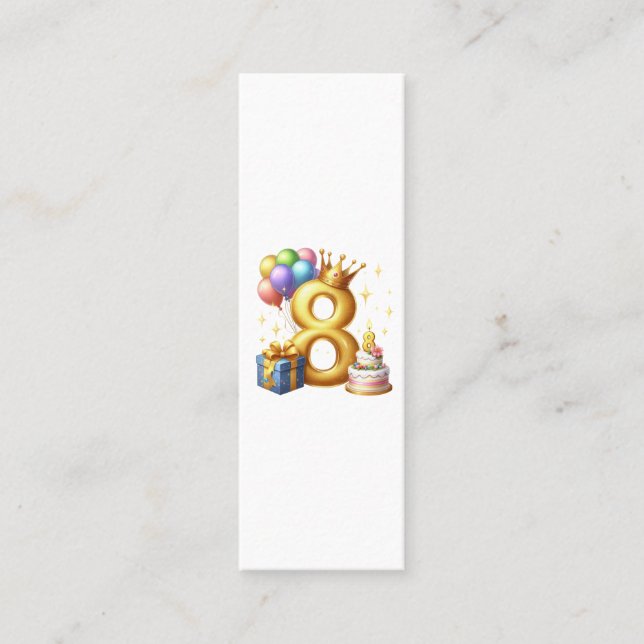 Tarjeta De Presentación Cumpleaños dorado número 8 (Anverso)
