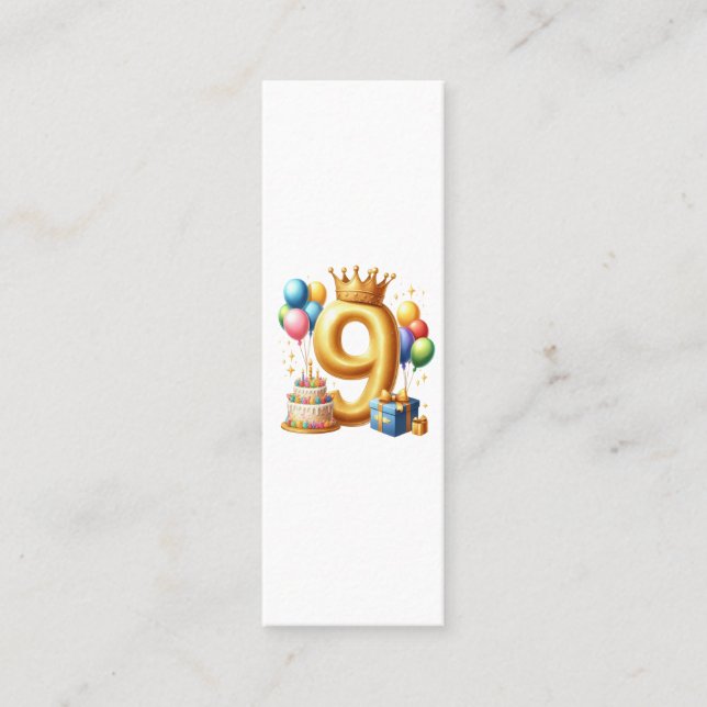 Tarjeta De Presentación Cumpleaños dorado número 9 (Anverso)