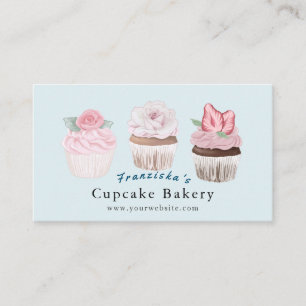 Tarjeta de presentación Cupakes Bakery Light Blue 