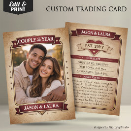 Tarjeta De Presentación Custom Couple Trading Card, Custom Anniversary 
