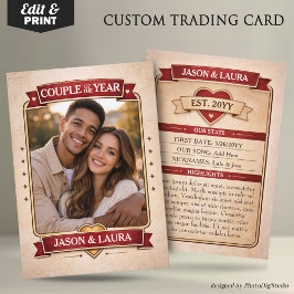 Tarjeta De Presentación Custom Couple Trading Card, Custom Anniversary 