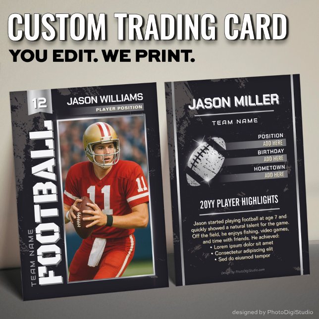 Tarjeta De Presentación Custom Football Trading Card, Silver Power Player (Custom Football Trading Card, Silver Power Player Card)