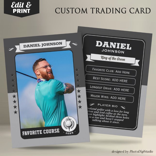 Tarjeta De Presentación Custom Golf Trading Card, Personalized Golfer Card (Custom Golfer Trading Card, Golf Trading Card Custom Gifts for Golfers, Retro Golf Card)
