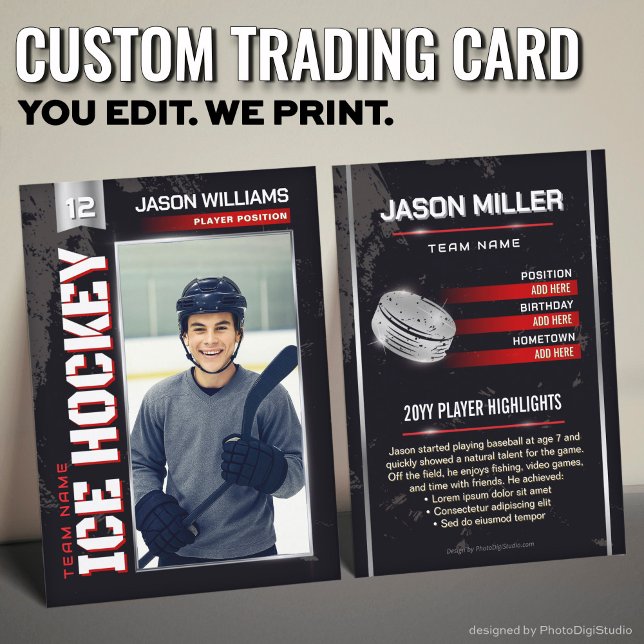 Tarjeta De Presentación Custom Hockey Trading Card, USA Power Player (Custom Hockey Trading Card, USA Power Player Card)