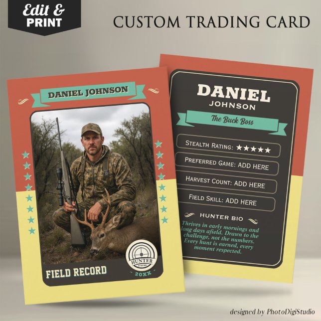 Tarjeta De Presentación Custom Hunter Trading Card, Hunting Gifts Hunter  (Custom Hunter Trading Card, Hunting Gifts Hunter Card)