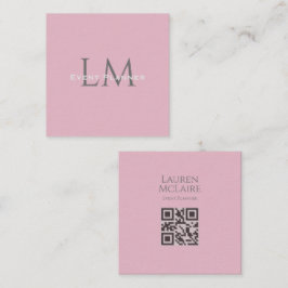 Tarjeta De Presentación Custom Monogram QR Calling Card Pink Taupe