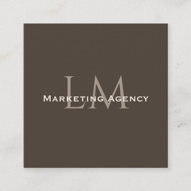 Tarjeta De Presentación Custom QR Monogram Calling Card Taupe Brown (Anverso)