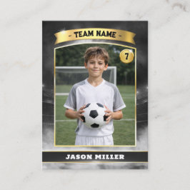 Tarjeta De Presentación Custom Soccer Trading Card, Black Gold Stadium 