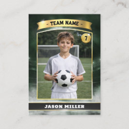 Tarjeta De Presentación Custom Soccer Trading Card, Green Gold Stadium 