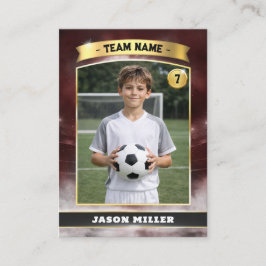 Tarjeta De Presentación Custom Soccer Trading Card, Red Gold Stadium 
