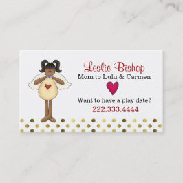 Tarjeta De Presentación Cute Dark Skin Angel Mommy Play Date Card