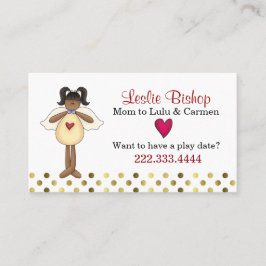 Tarjeta De Presentación Cute Dark Skin Angel Mommy Play Date Card