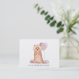 Tarjeta De Presentación Cute Yorkshire Terrier Play Date Calling Card