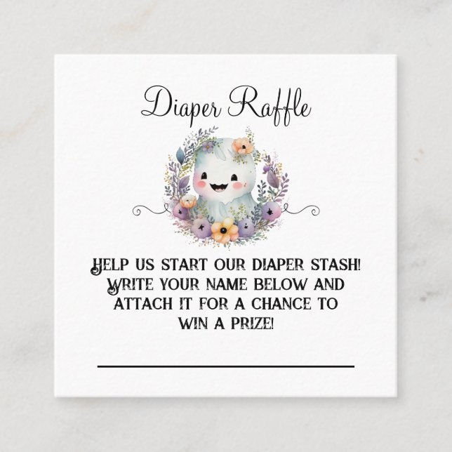 Tarjeta De Presentación Cuto Pequeño Boo Baby Shower Diaper Raffle Inserta (Anverso)