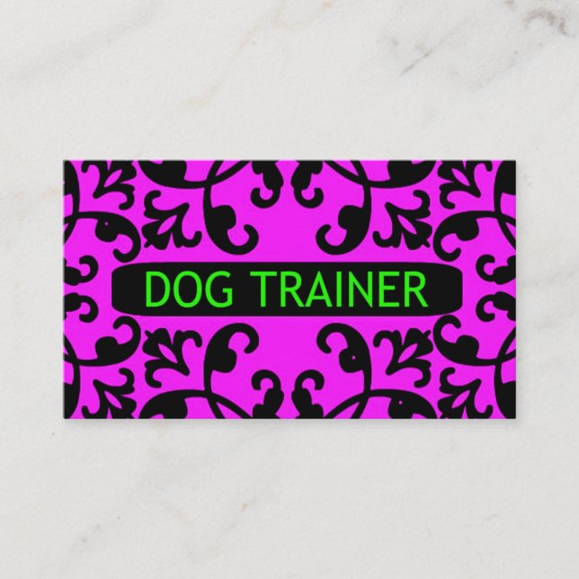 Tarjeta de presentación Damask de Perro Trainer (Anverso)