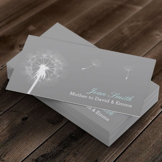 Tarjeta De Presentación Dandelion gris moderno (Subido por el creador)