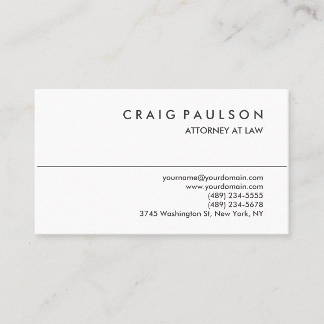 Tarjeta de presentación de abogados consultor blan (Anverso)