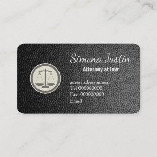 Tarjeta de presentación de abogados de cuero negro