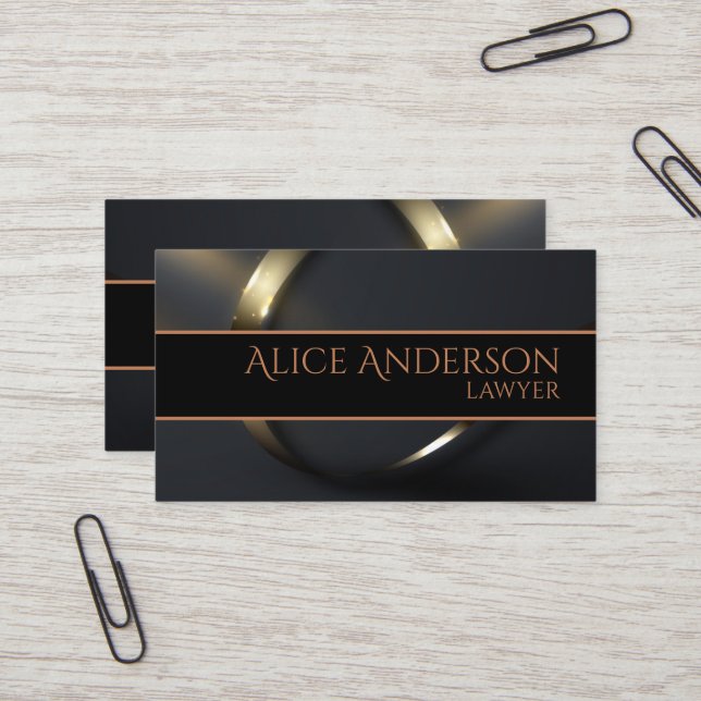 Tarjeta de presentación de abogados elegante en or (Anverso/Reverso In Situ)