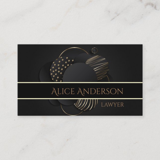 Tarjeta de presentación de abogados elegante en or (Anverso)