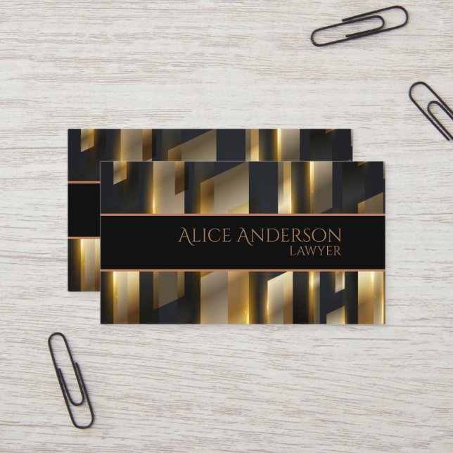 Tarjeta de presentación de abogados elegante en or (Anverso/Reverso In Situ)