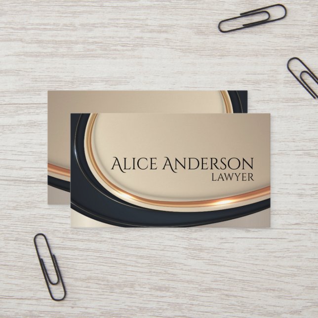 Tarjeta de presentación de abogados elegante en or (Anverso/Reverso In Situ)