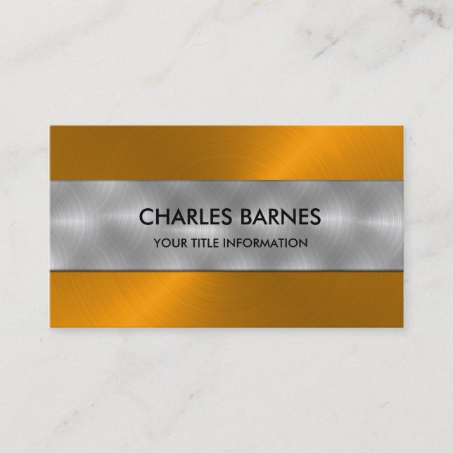 Tarjeta de presentación de acero inoxidable naranj (Anverso)