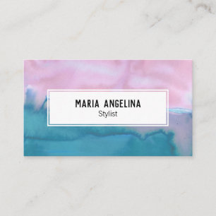 Tarjeta de presentación de acuarela abstracta rosa