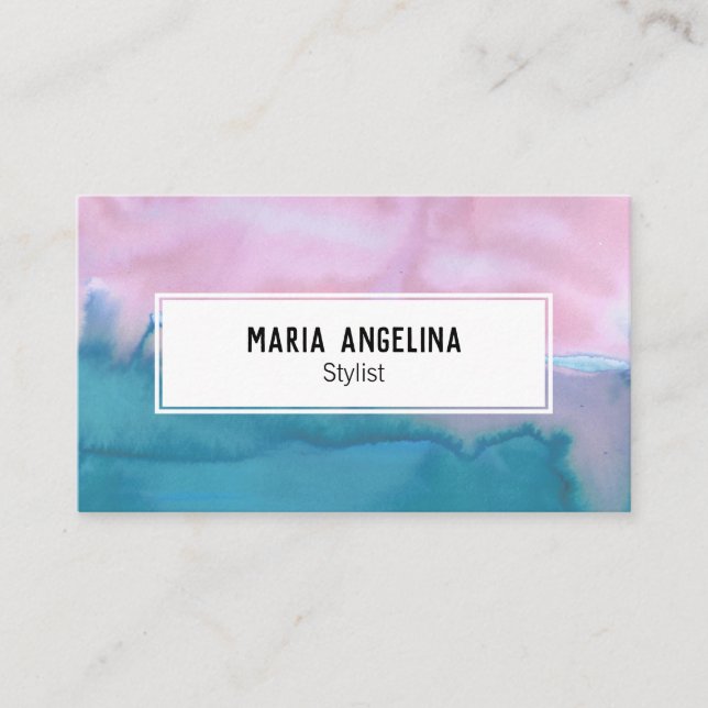 Tarjeta de presentación de acuarela abstracta rosa (Anverso)
