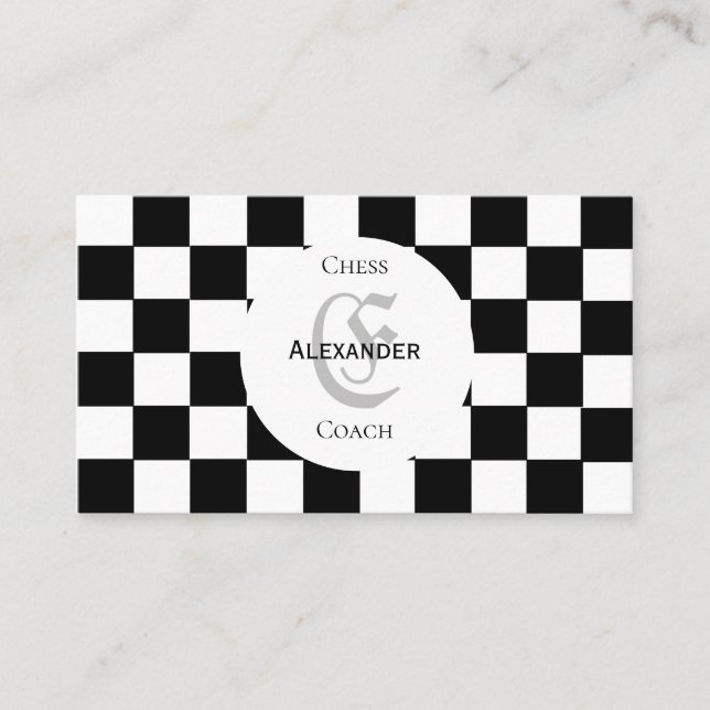 Tarjeta de presentación de ajedrez para entrenador (Anverso)