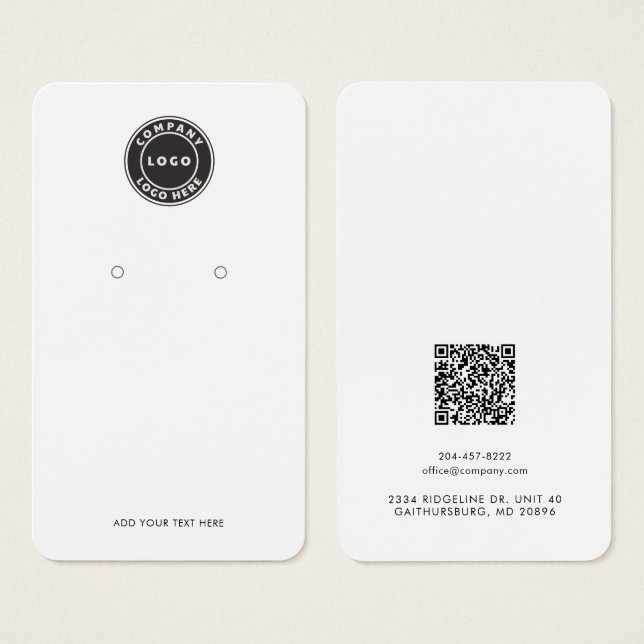 Tarjeta de presentación de aretes con código QR y  (Anverso y reverso)